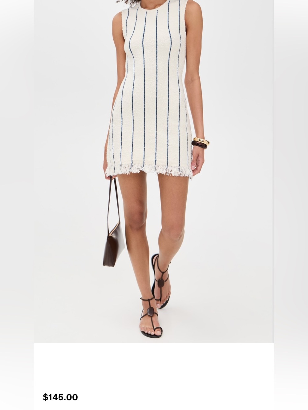 A.Ligne Cream Sleeveless Mini Dress with Navy Pinstripes - Picture 7 of 10